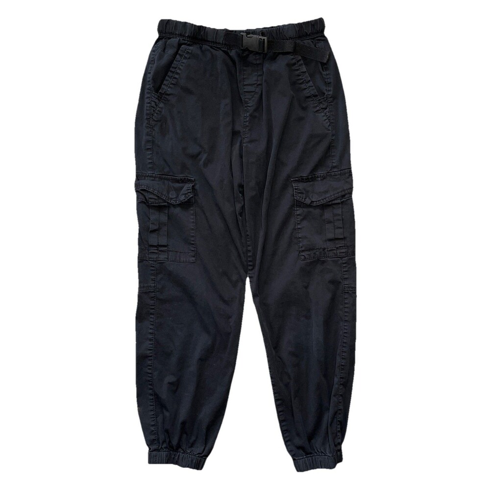 Juniors Union Bay Black Cargo Jogger Pants Adjustable Belt Size 7 Cotton Spandex
